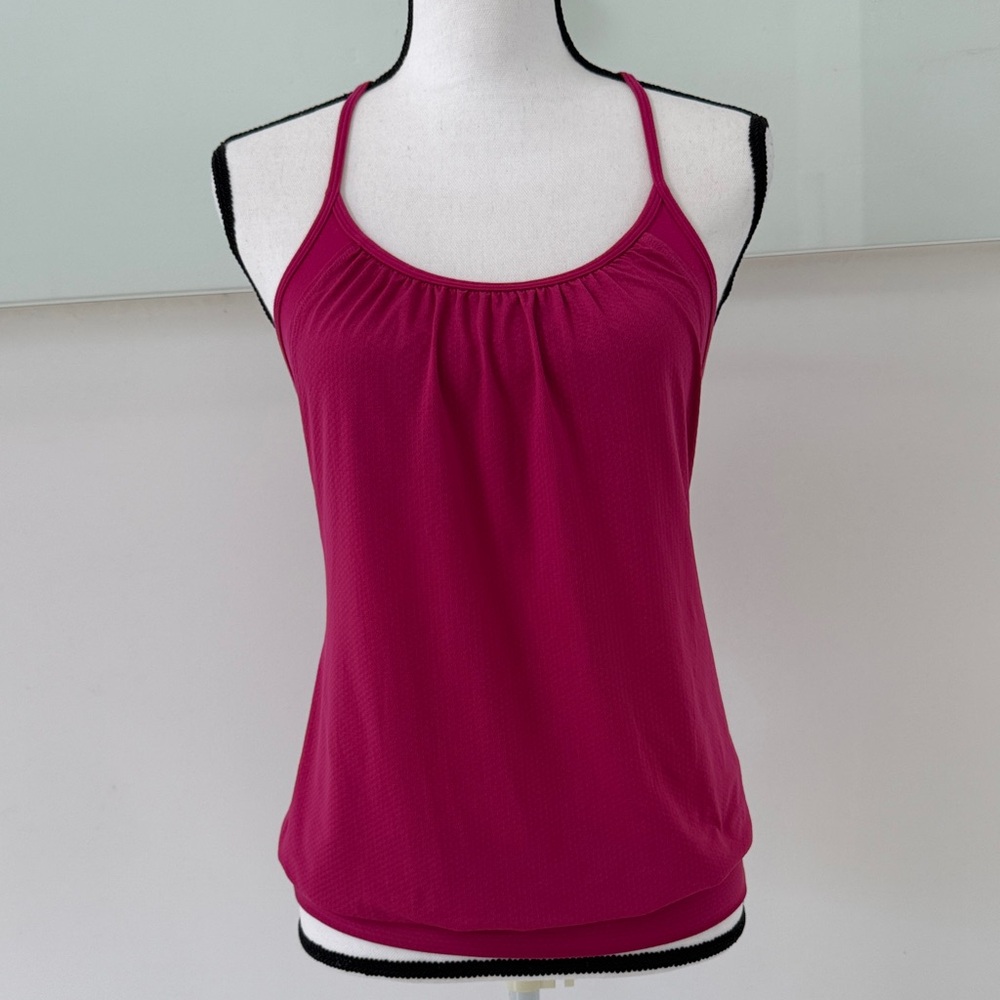 Lululemon Pink Spaghetti Strap Built-In Crop Top Yoga/Fitness Tank One-Piece